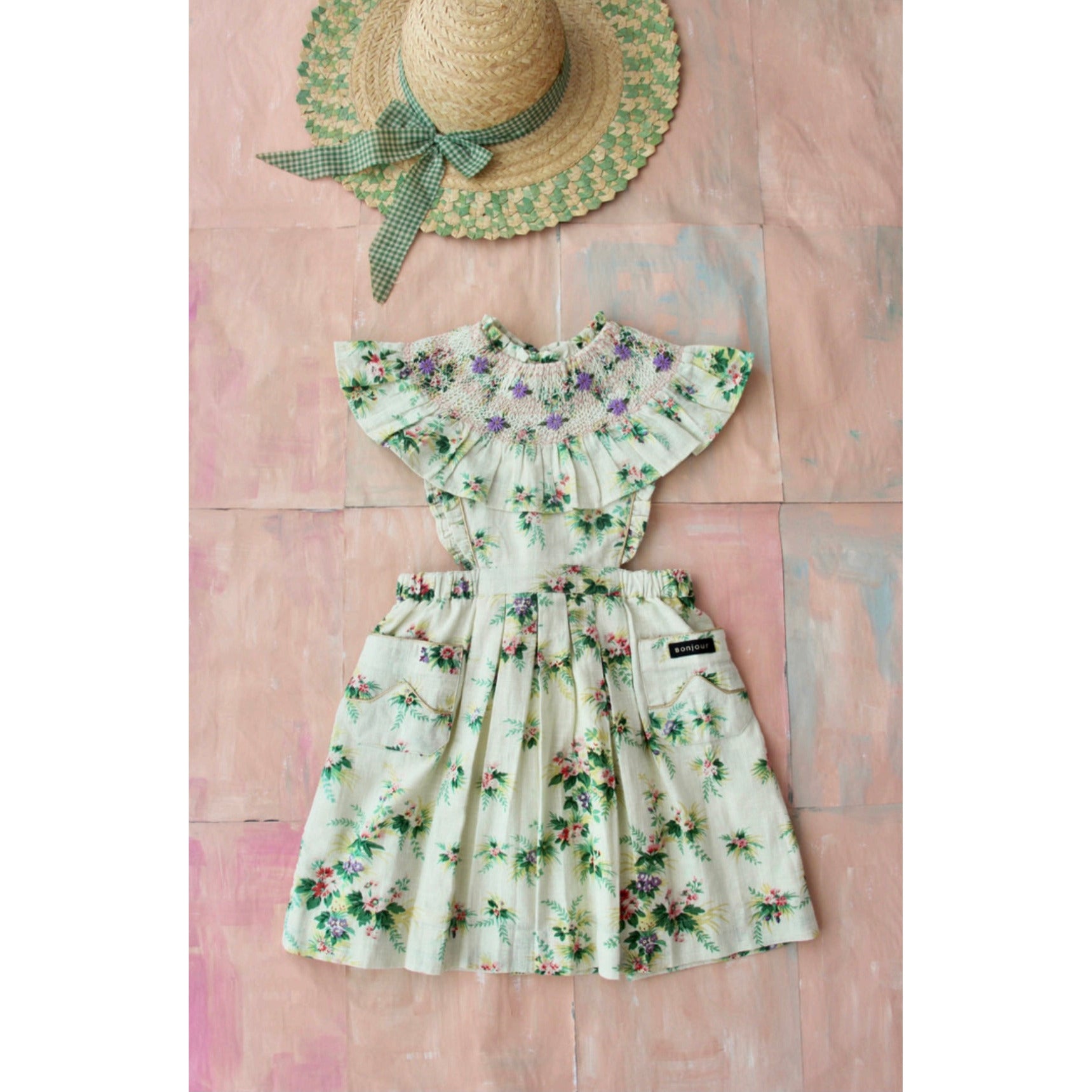 Bonjour Diary New Apron Dress, Tropical Flowers - Lintott Shop