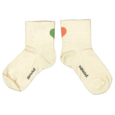 Piupiuchick Ecru Short Heart Socks - Lintott Shop
