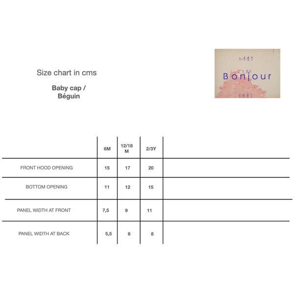 Bonjour FW22 Size charts, please use some sizes have changed - Lintott Shop
