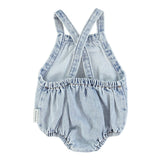 PIUPIUCHICK Baby Romper, washed blue denim with Smile - Lintott Shop