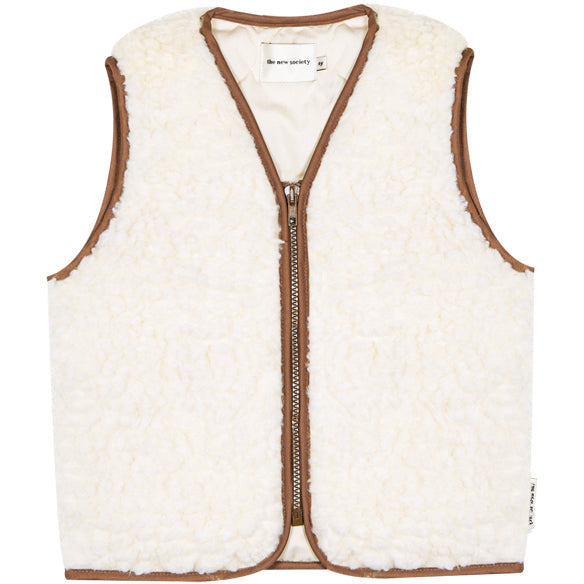 The New Society Gabrielle Organic Wool Vest Ecru  Sherpa - Lintott Shop
