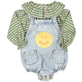 PIUPIUCHICK Baby Romper, washed blue denim with Smile - Lintott Shop