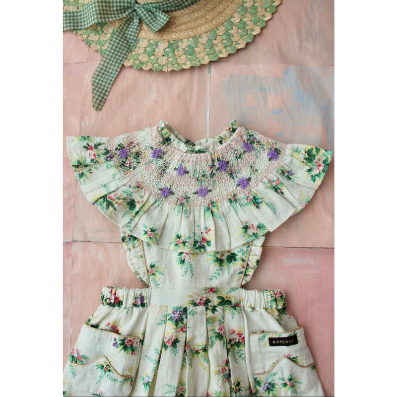 Bonjour Diary New Apron Dress,  Tropical Flowers - Lintott Shop