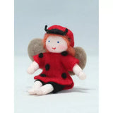 Ladybug Baby (miniature bendable hanging felt doll)  Fair, Red hair - Lintott Shop