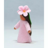 Cherry Blossom Fairy (miniature standing felt doll, flower hat) Brown - Lintott Shop